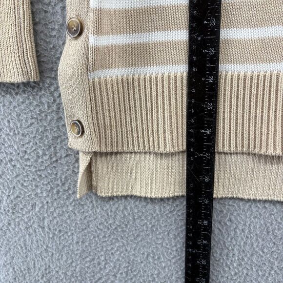 Tuckernuck XS Tan Stripe Bar Harbor Cotton Side Button Sweater - Picture 6 of 10